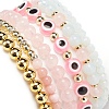 6Pcs 6 Style Natural & Synthetic Mixed Gemstone & Pearl & Resin Evil Eye Stretch Bracelets Set BJEW-JB08885-7