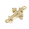 Brass Clear Cubic Zirconia Cross Connector Charms ZIRC-I070-037G-2