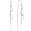 Rhodium Plated 925 Sterling Silver Twist with Chain Tassel Dangle Earrings JE1037A-1