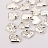 Wedding Theme Antique Silver Tone Tibetan Style Alloy Heart with Father of the Bride Rhinestone Charms TIBEP-N005-19C-2