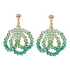 Glass Seed Braided Ring Dangle Stud Earrings EJEW-TA00125-1