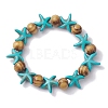 Beach Starfish Dyed Synthetic Turquoise Stretch Bracelets BJEW-JB10293-02-1