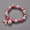 Plastic Imitation Pearl Stretch Bracelets and Necklace Jewelry Sets X-SJEW-JS01053-03-6