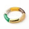 Chunky Curved Tube Beads Stretch Bracelet BJEW-JB06685-01-1