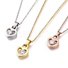 304 Stainless Steel Heart Padlock Pendant Necklaces NJEW-I240-14-1