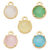 5Pcs 5 Colors Flat Round Brass Charms KK-TADJ0001-12-1