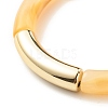 Imitation Gemstone Acrylic Curved Tube Beaded Stretch Bracelet BJEW-JB07981-02-4