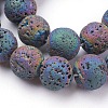 PVD Vacuum Plating Electroplated Natural Lava Rock Bead Strands G-E432-12mm-08-1