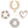 4Pcs 4 Styles Alloy Rhinestone Brooches for Clothes JEWB-CN0001-06-6