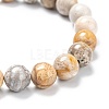 Natural Fossil Coral Stretch Beaded Bracelets G-A185-01X-3