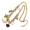Electroplated Natural Shell & Glass Flower Butterfly Pendant 304 Staniless Steel Chain Necklaces for Women NJEW-A063-14G-3