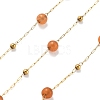 Natural Red Aventurine & 304 Stainless Steel Beads Link Chains CHS-K021-08A-05-1