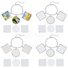 4Pcs Alloy Sublimation Blank Square & Flat Round Charms Bracelets BJEW-PH01797-1
