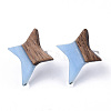 Resin & Walnut Wood Stud Earrings EJEW-N017-004A-B01-2