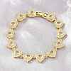 Brass Pave Cubic Zirconia Heart Tennis Bracelets for Women KK-CBA68DA-09G-01-3