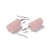 Natural Rose Quartz Cylindrical Dangle Earrings EJEW-D188-01P-05-3