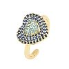 Heart Brass Micro Pave Cubic Zirconia Cuff Open Rings for Women CU-CBA0A21-01G-6