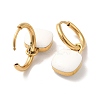 Ion Plating(IP) Enamel Square Padlock Dangle Hoop Earrings STAS-H175-22G-A-2