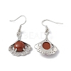 Natural Red Jasper Ginkgo Leaf Dangle Earrings with Crystal Rhinestone EJEW-A092-03P-22-3