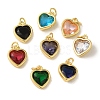 Heart Brass Glass Charms KK-R162-065G-1