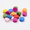 Mixed Color Flat Round Natural Wood Beads X-TB236Y-2