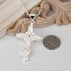 Simple Silver Color Plated Brass Cubic Zirconia Cross Pendant Unisex Necklaces NJEW-BB12827-6
