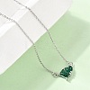 Brass Pave Cubic Zirconia Rectangle and Heart Pendant Cable Chain Necklaces KK-CBAB173-04P-09-2
