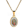 Resin Oval with Virgin Pendant Necklace with Rhinestone WG72690-02-1