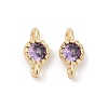 Brass Cubic Zirconia Flat Round Connector Charms KK-H204-02KCG-01-1