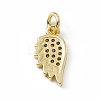 Brass Micro Pave Clear Cubic Zirconia Wing Charms ZIRC-F132-60G-2