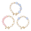 3Pcs 3 Styles Imitation Gemstone & ABS Imitation Pearl Acrylic Beaded Bracelets for Women BJEW-JB12157-2