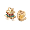 Christmas Alloy Colorful Rhinestone & Plastic Asymmetrical Stud Earrings for Women EJEW-M256-02C-G-2