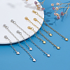 8Pcs 4 Styles Brass Chain Extender with Heart Charms and Lobster Claw Clasp FIND-ME0002-41-3