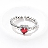 Heart Brass Micro Pave Cubic Zirconia Cuff Bangles & Rings Sets for Women SJEW-R002-05P-05-2