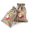 30Pcs 15 Styles Christmas Printed Jute Cloth Storage Pouches ABAG-YW0001-10-8