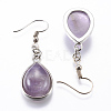 Natural Amethyst Dangle Earrings EJEW-P143-A06-2