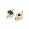 Brass Cubic Zirconia Flat Round Connector Charms KK-H204-02KCG-02-3