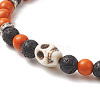 4Pcs 4 Style Dyed Natural & Synthetic Mixed Gemstone Skull Beaded Stretch Bracelets Set BJEW-JB09324-3