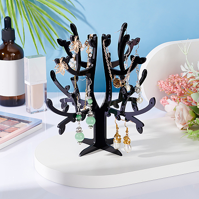Opaque Acrylic Earring Display Tree Stands ODIS-WH0025-117-1