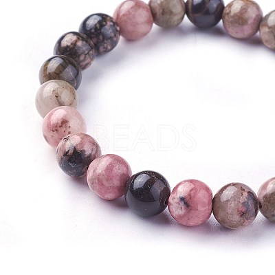 Natural Rhodonite Beads Stretch Bracelets X-BJEW-F380-01-B16-1