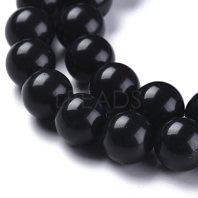 Synthetic Black Stone(Glass) Beads Strands X-G-I288-A02-8mm-1-1