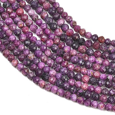 Heated Natural Sugilite Beads Strands G-B193-B02-3mm-1