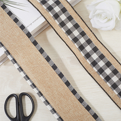 2 Rolls 2 Colors Imitation Burlap Ribbon DIY-CY0001-75-1