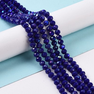 Electroplate Opaque Solid Color Glass Beads Strands EGLA-A034-P10mm-L12-1