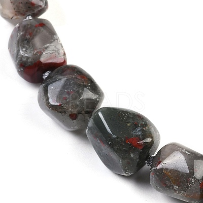 Natural Bloodstone Nuggets Beaded Necklaces for Women Men NJEW-K388-01G-1