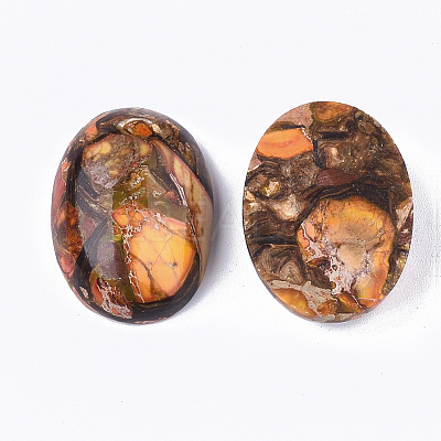 Assembled Synthetic Imperial Jasper and Bronzite Cabochons G-S329-080-1