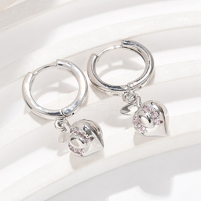 Brass Cubic Zirconia Hoop Earrings EJEW-Q015-01P-C-1