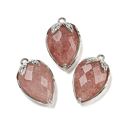 Natural Strawberry Quartz Faceted Pendants G-M431-06P-06-1