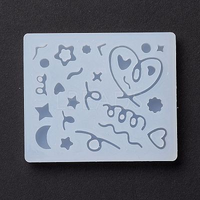 Line & Flat Round & Heart & Star & Flower & Moon Filling Silicone Molds DIY-M029-08-1