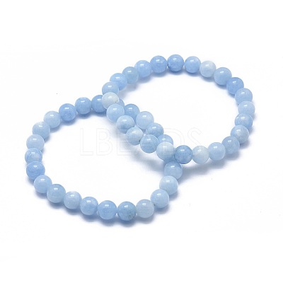 Natural & Dyed White Jade Bead Stretch Bracelets X-BJEW-K212-A-018-1